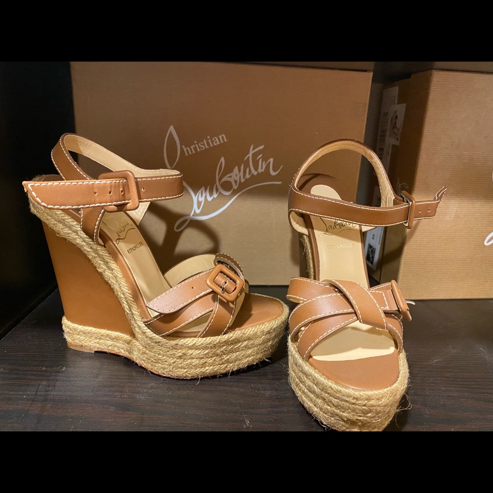 Christian Louboutin cognac wedges